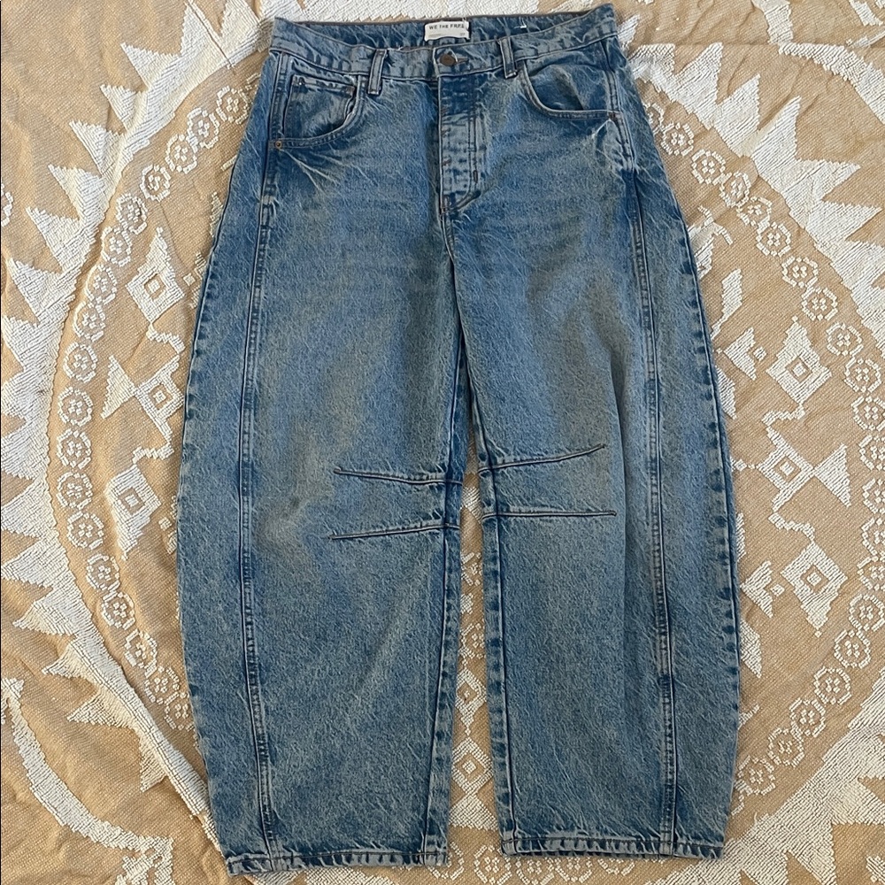 Vintage Washed Free People Good Luck Barrel Jeans